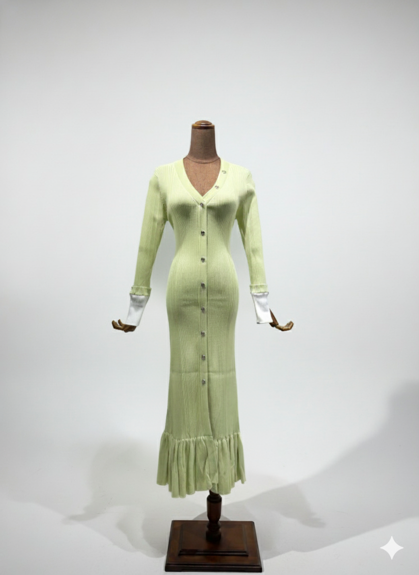 فستان بكم طويل و أزرار