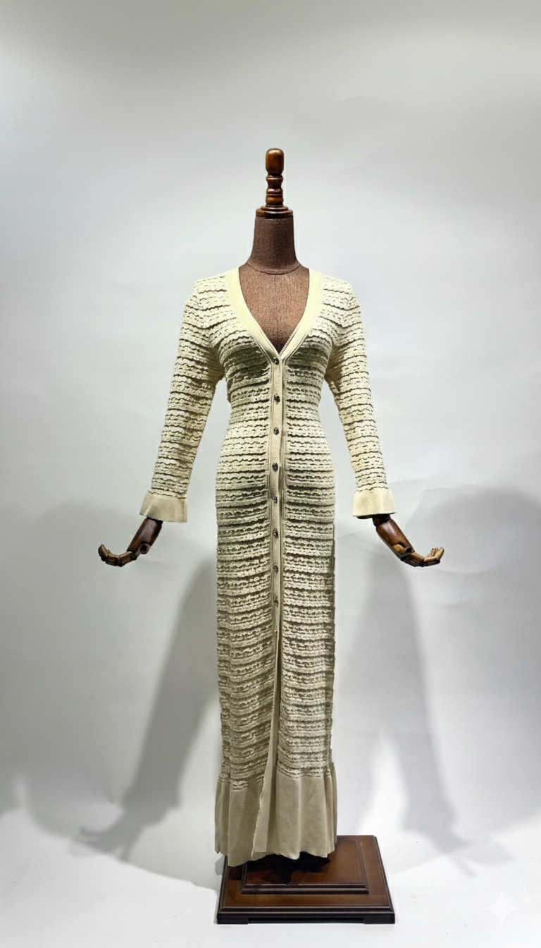 فستان كم طويل ازرار