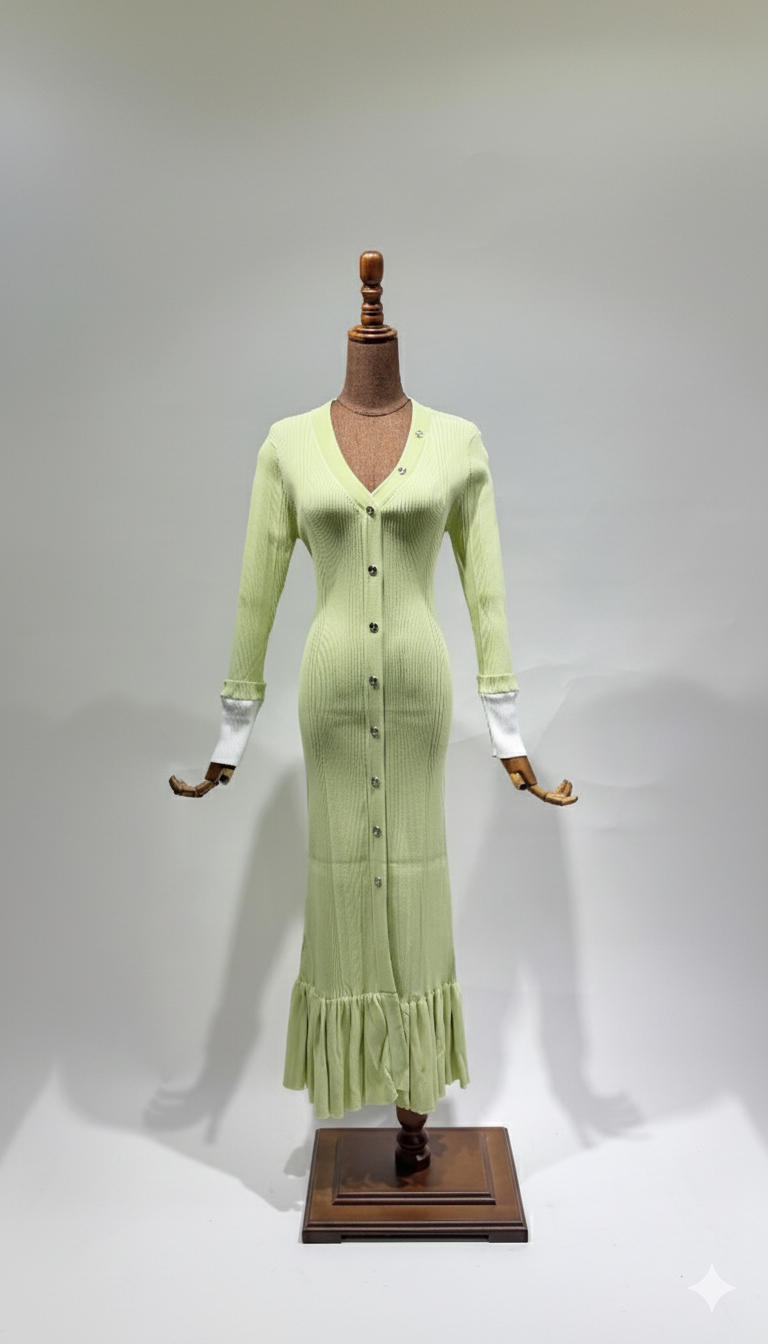 فستان بكم طويل و أزرار