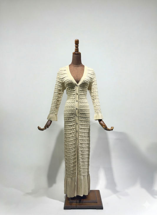 فستان كم طويل ازرار