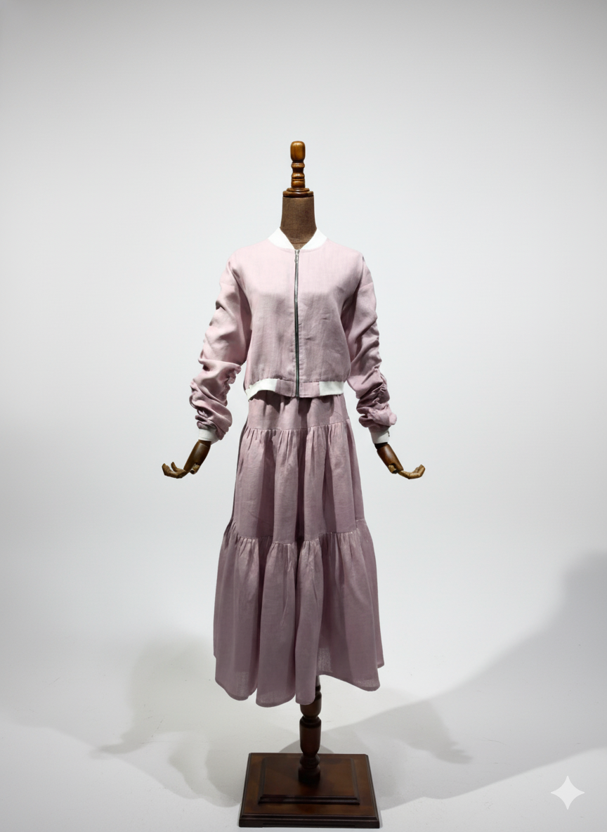 بدلة لينن تنورة + جاكيت