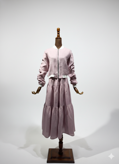 بدلة لينن تنورة + جاكيت