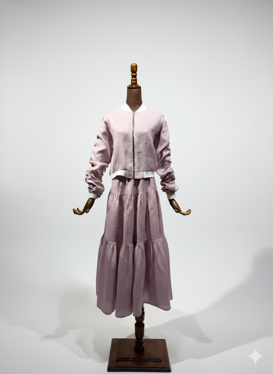 بدلة لينن تنورة + جاكيت