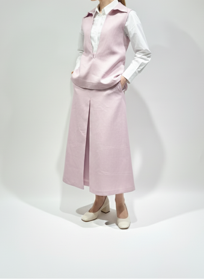 بدلة لينن تنورة مع سديري