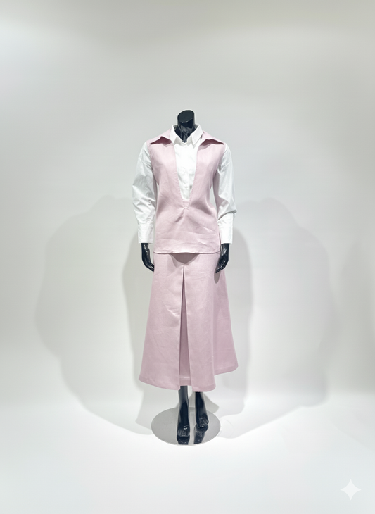 بدلة لينن تنورة مع سديري