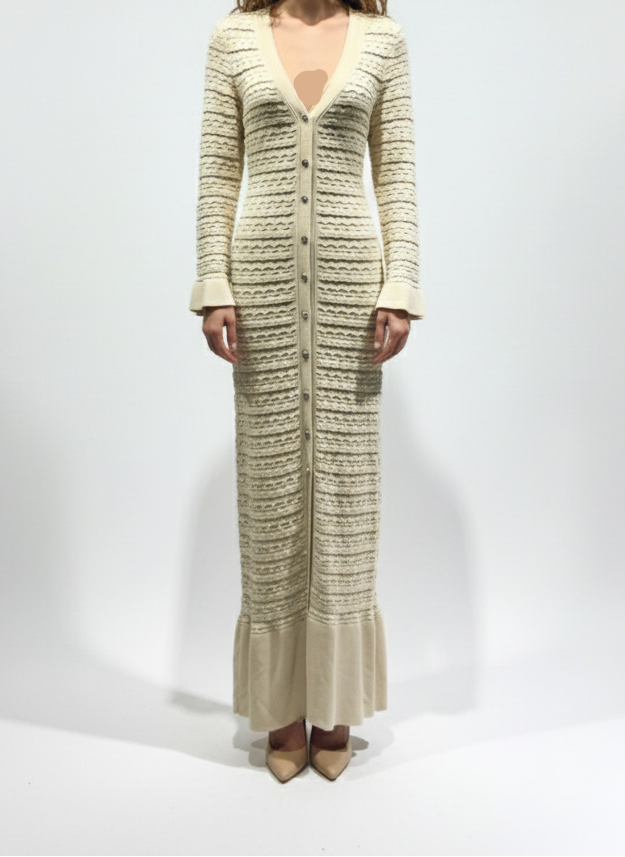 فستان كم طويل ازرار