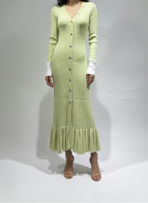 فستان بكم طويل و أزرار