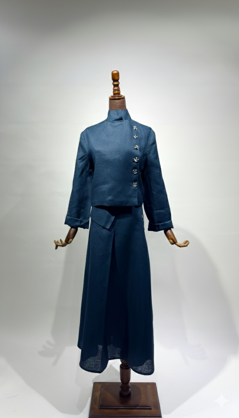 بدلة لينن جاكيت مع تنورة