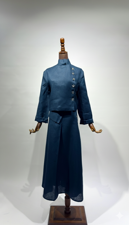 بدلة لينن جاكيت مع تنورة