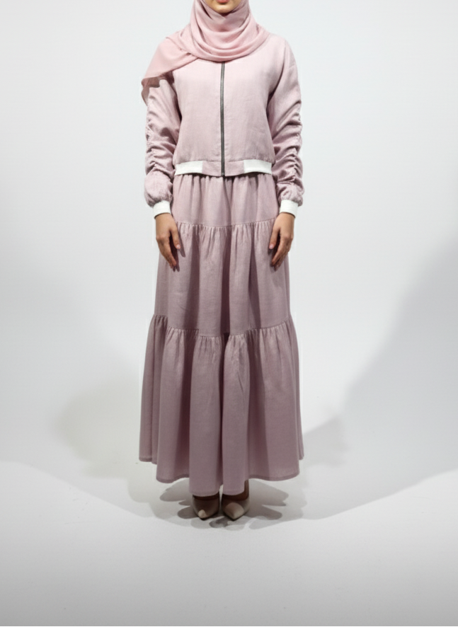 بدلة لينن تنورة + جاكيت