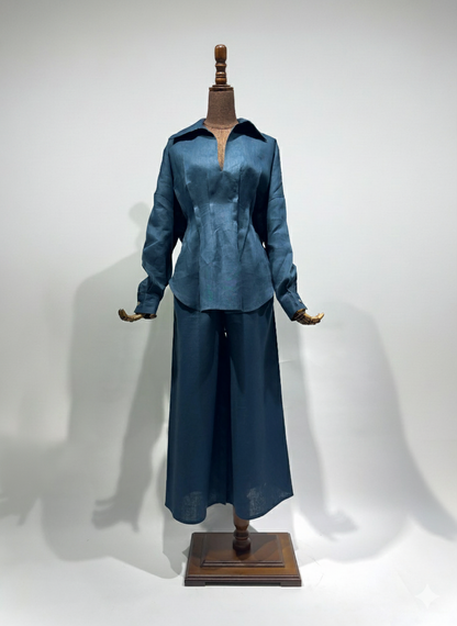 بدلة لينن قميص مع بنطلون