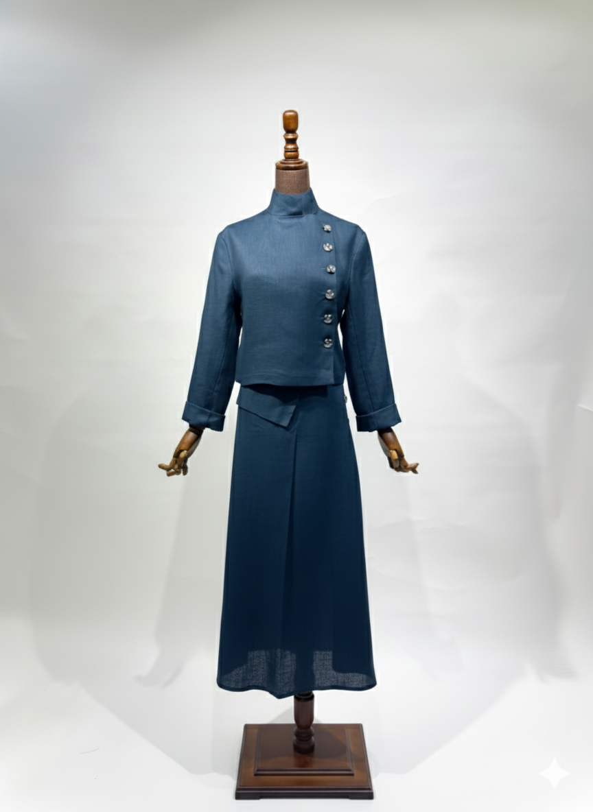 بدلة لينن جاكيت مع تنورة