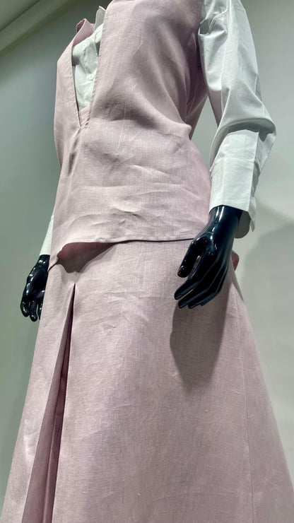 بدلة لينن تنورة مع سديري