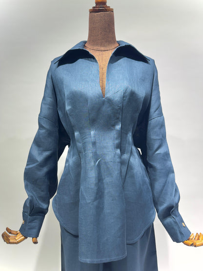 بدلة لينن قميص مع بنطلون