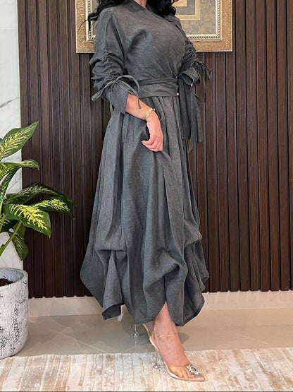 بدلة بلوزة لف مع تنورة